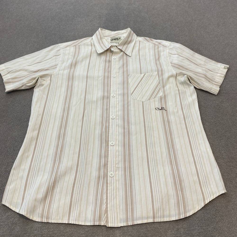 VTG O'Neill Shirt Mens L Floral Embroider Button Up Surf Beach Summer Casual Y2K